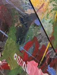 a close up of an abstract painting with different colors